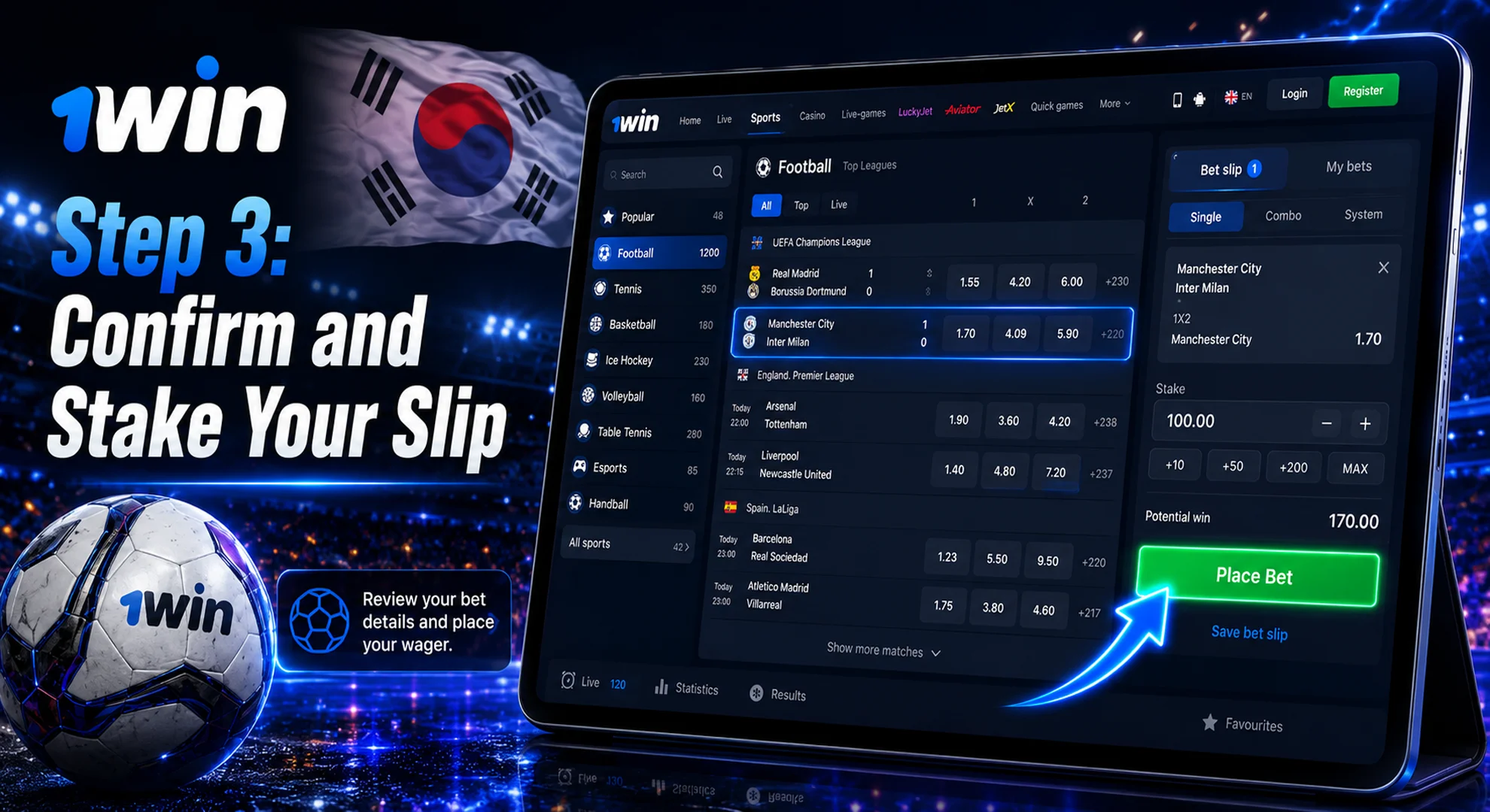 confirm and stake your slip