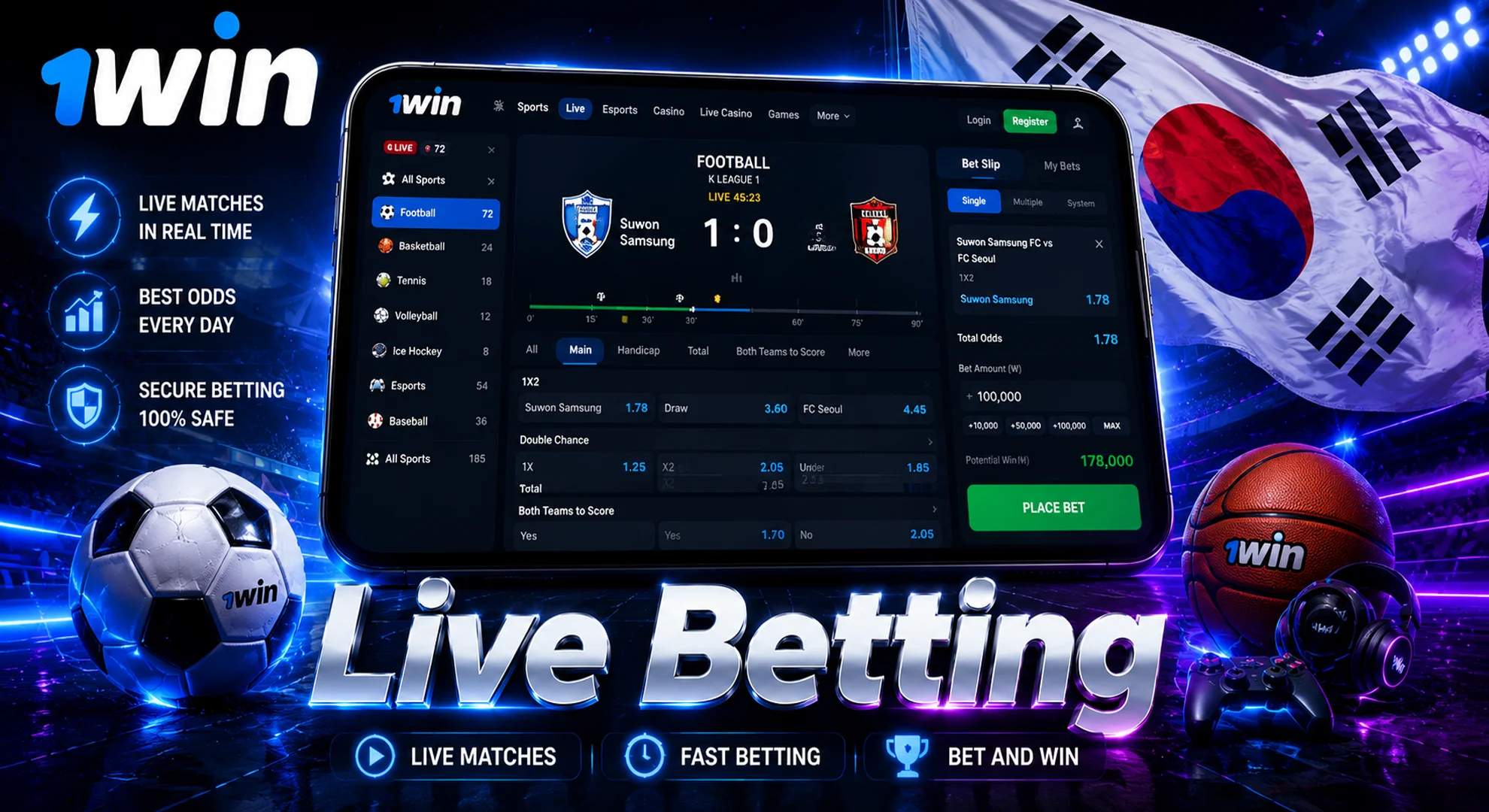 live betting at 1win